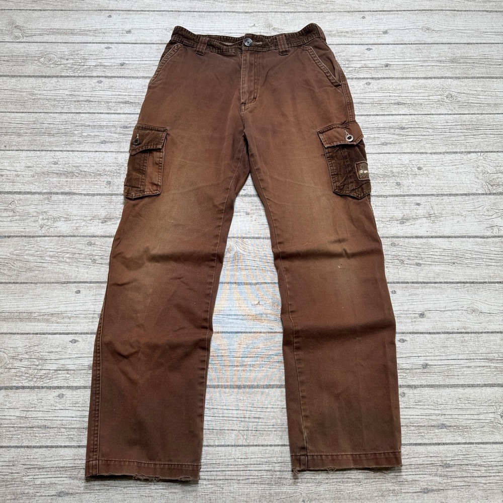Split Cargo Pants Men's 28 Brown Relaxed Fit Hunting Skater Utility Streetwear